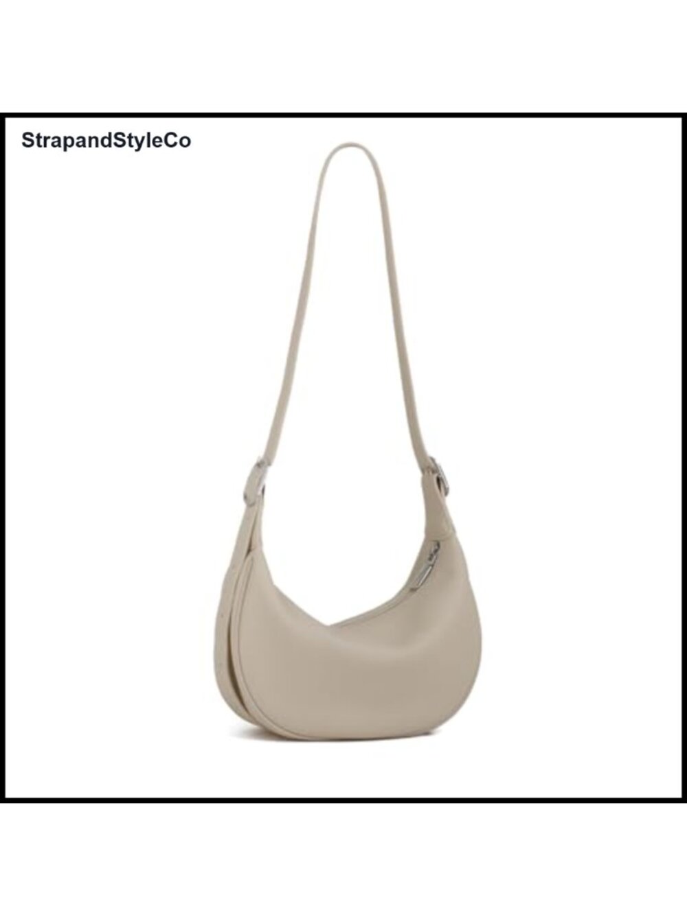 Full Grain Leather Hobo Crossbody Bag Mini Purse Crescent Handbag